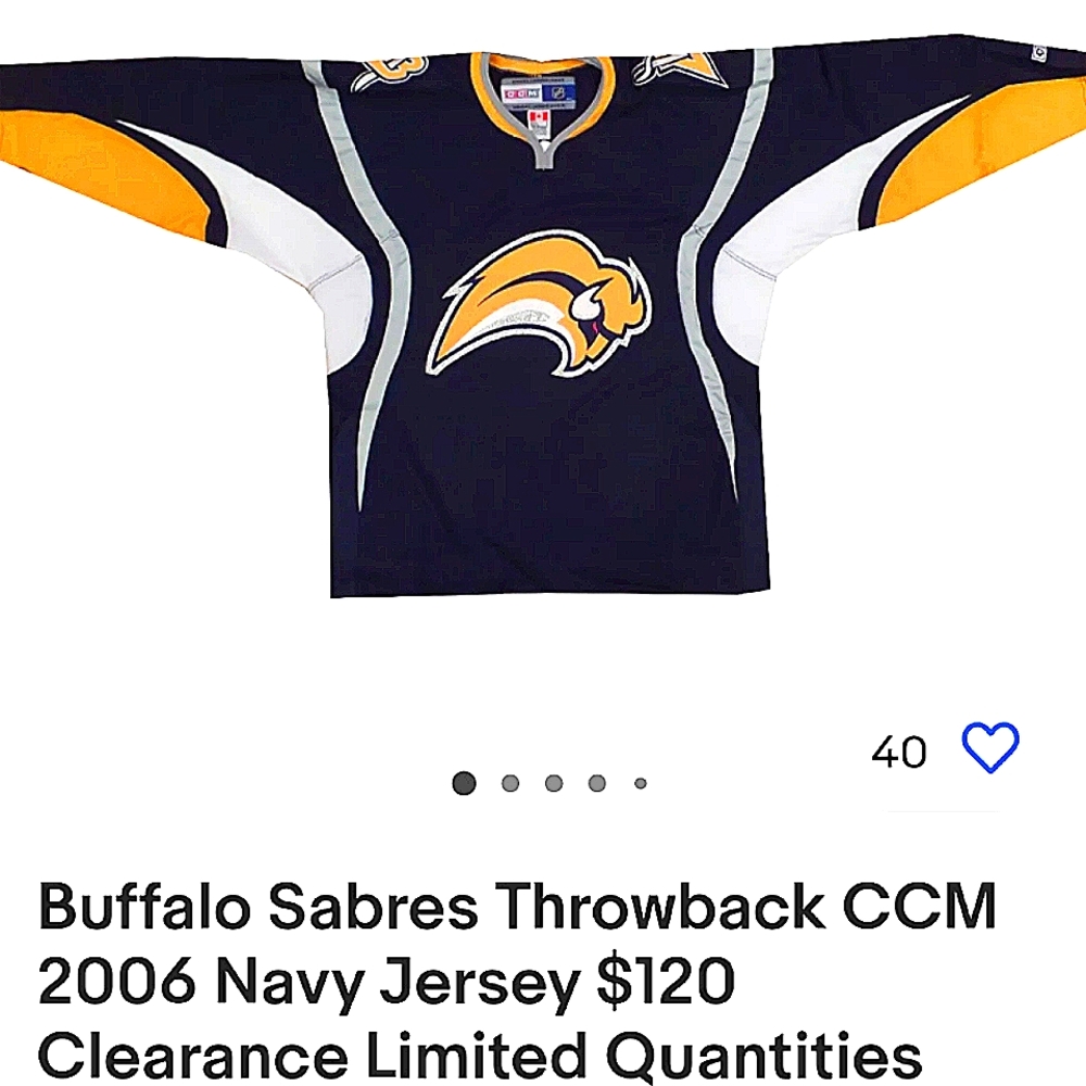 BUFFALO SABRES CCM JERSEY NWOT. M, L, XL